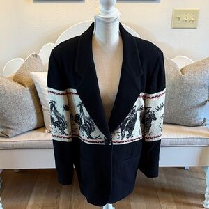Elegant Black and Cream Women's Jacket with Western Design